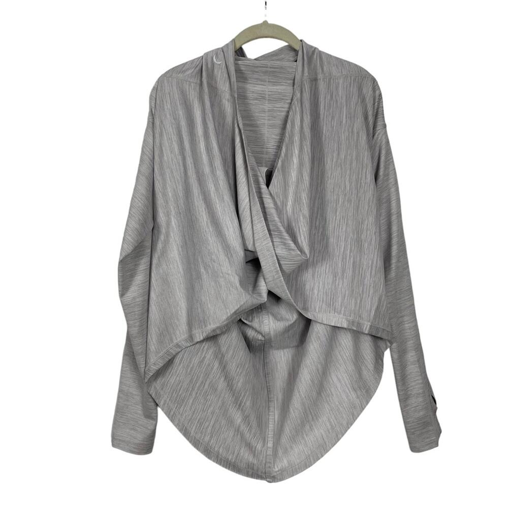Zyia Active Haze Grey Twist Front Pullover Yoga Shawl Size Small - Picture 2 of 10
